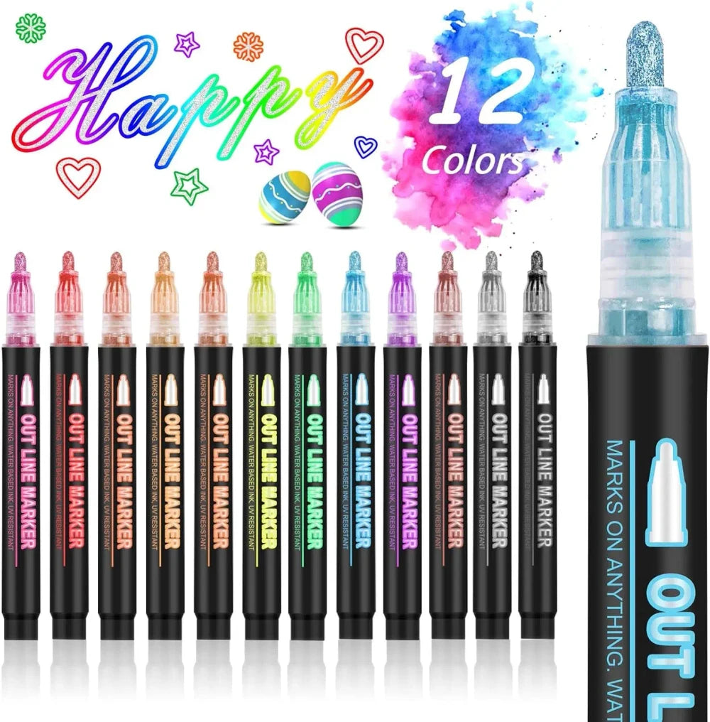 Double Line Metallic Outline Markers