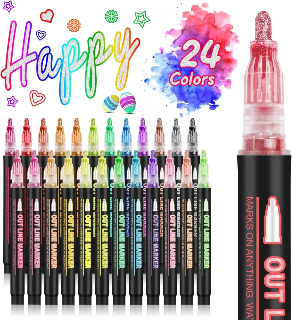 Double Line Metallic Outline Markers