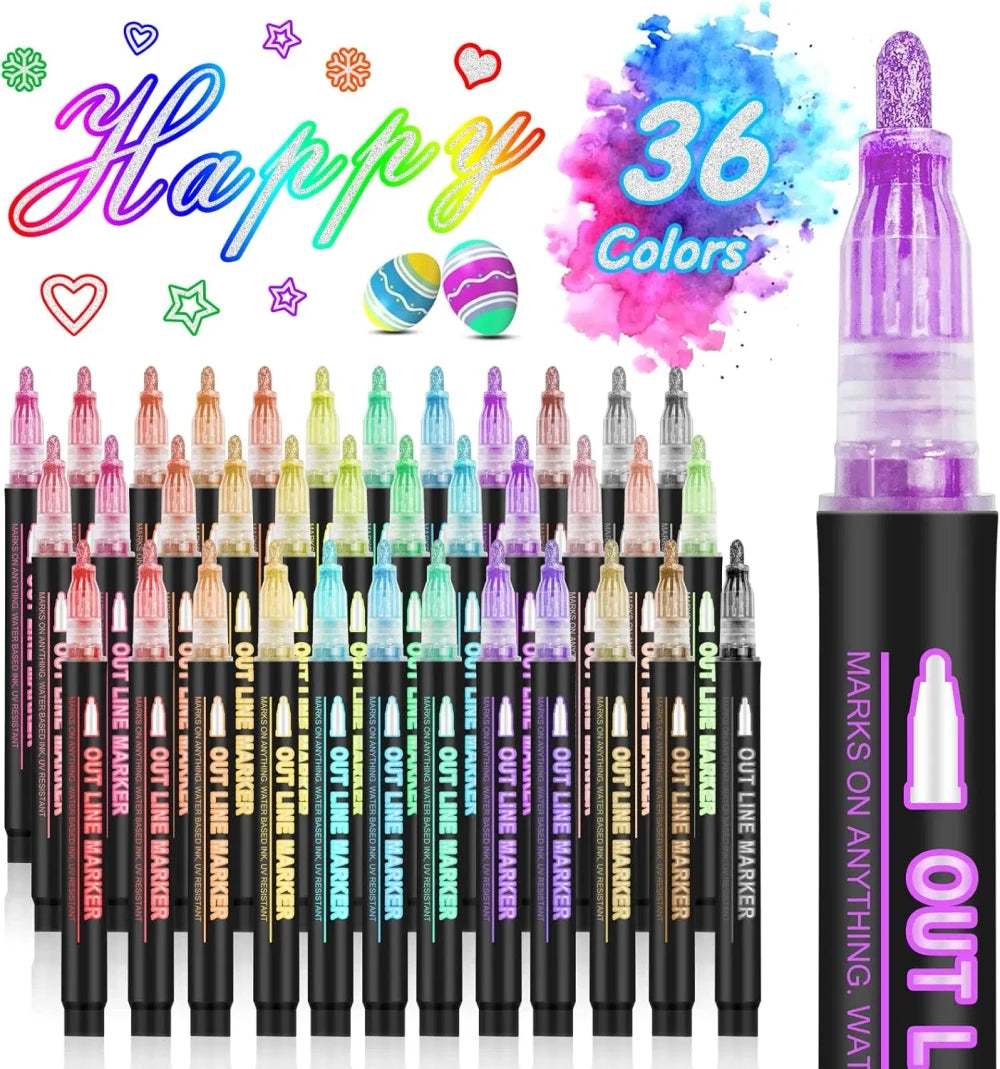 Double Line Metallic Outline Markers