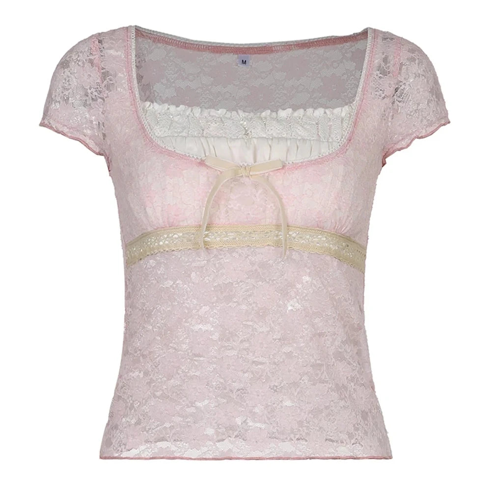 Vintage Lace Milkmaid Crop Top