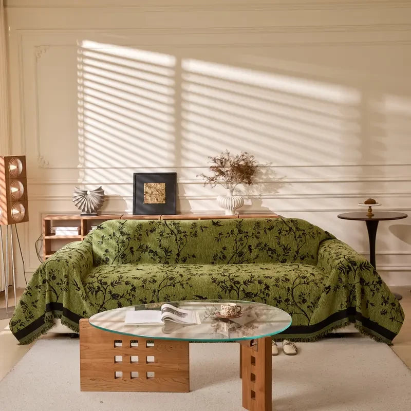 Chenille Leaf Texture Sofa Blanket