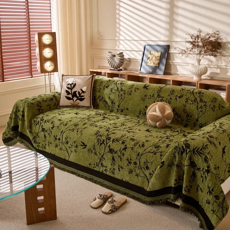 Chenille Leaf Texture Sofa Blanket